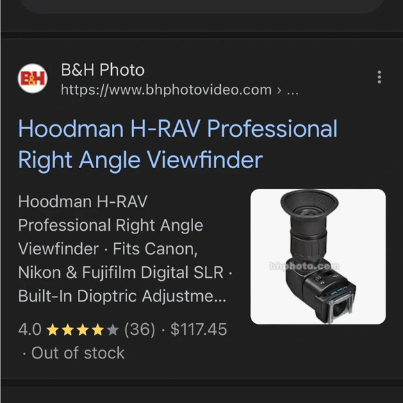 Hoodman H-RAV Pro Right Angle Viewfinder 1-2.5x great for those low angle shots - Picture 2 of 16